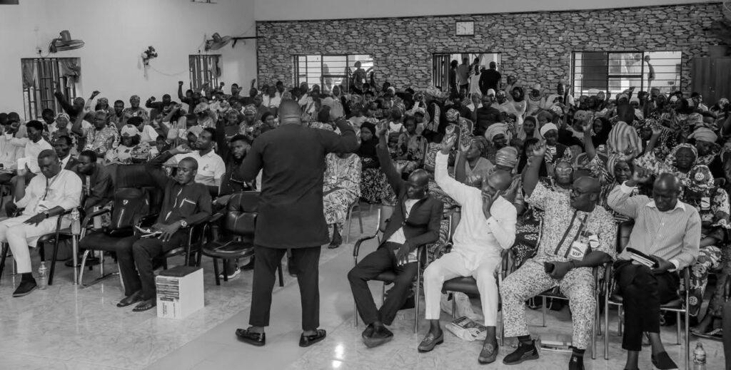 black and white crowd